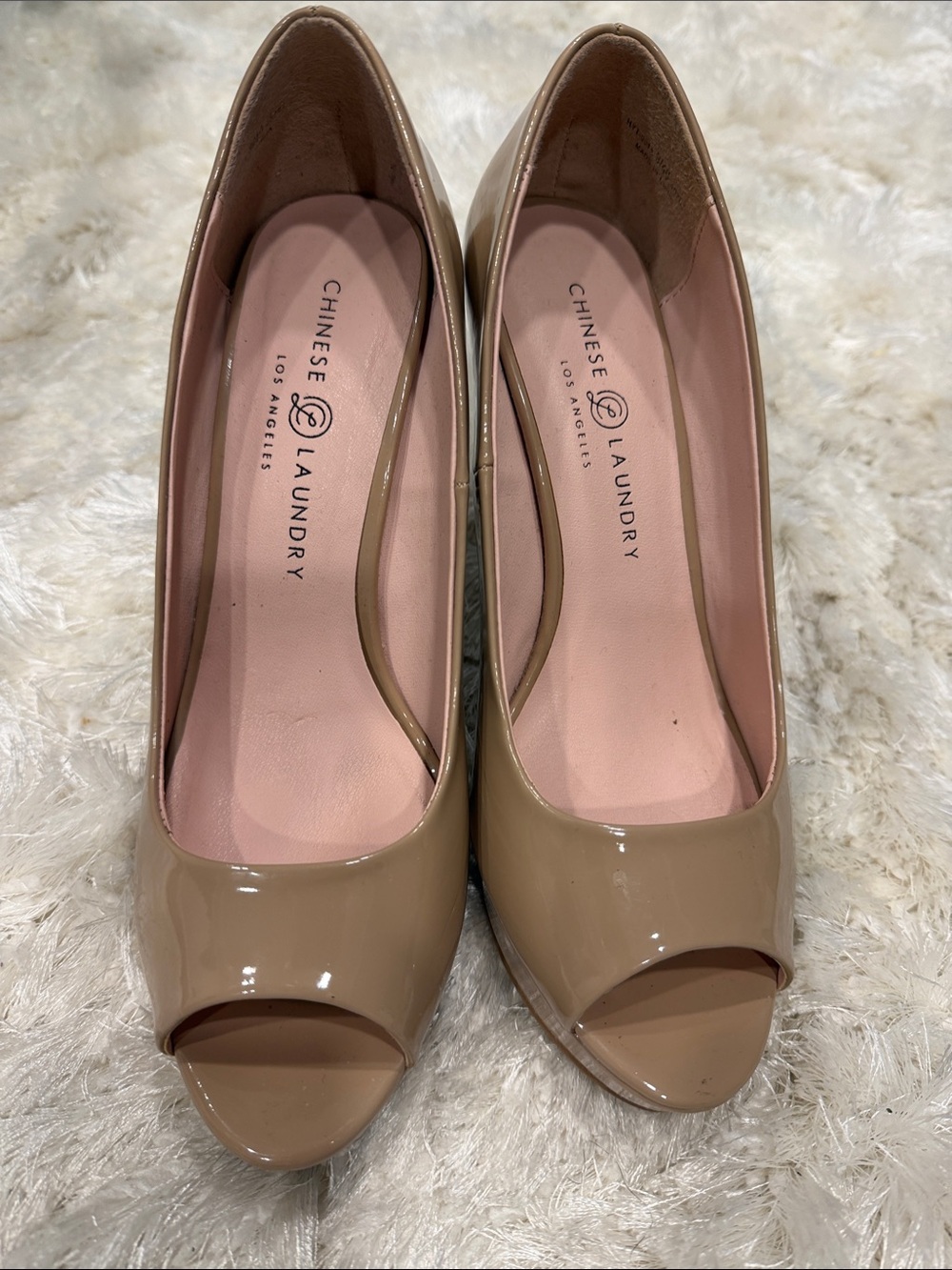 Chinese Laundry Nude Patent Peep-Toe Pumps